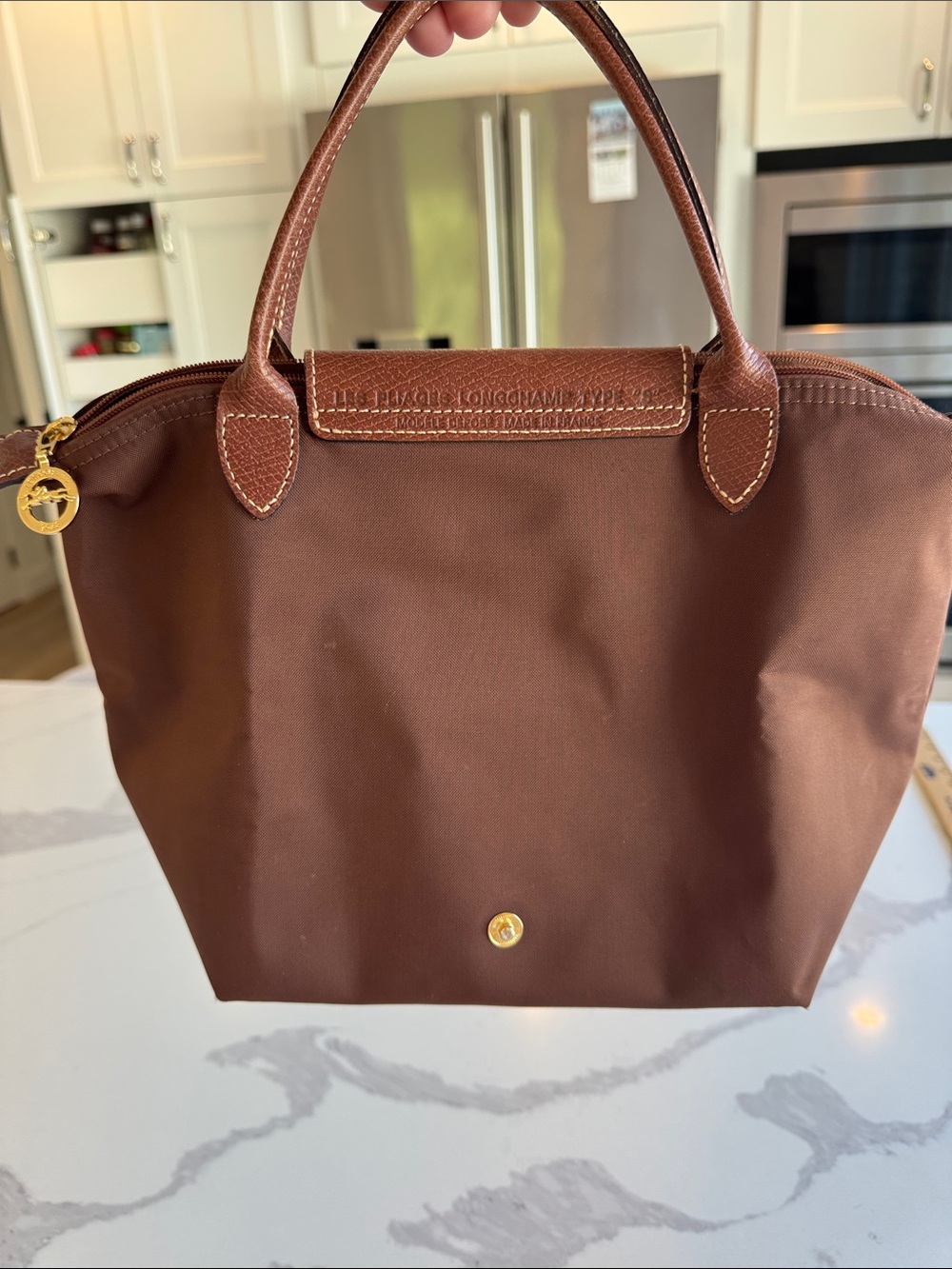 Vintage Longchamp Le Pliage Small bag Mocha brown Made in France as seen on Kate - Picture 4 of 14
